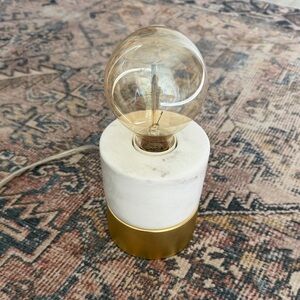 Modern White and Gold Table Lamp with Edison Bulb